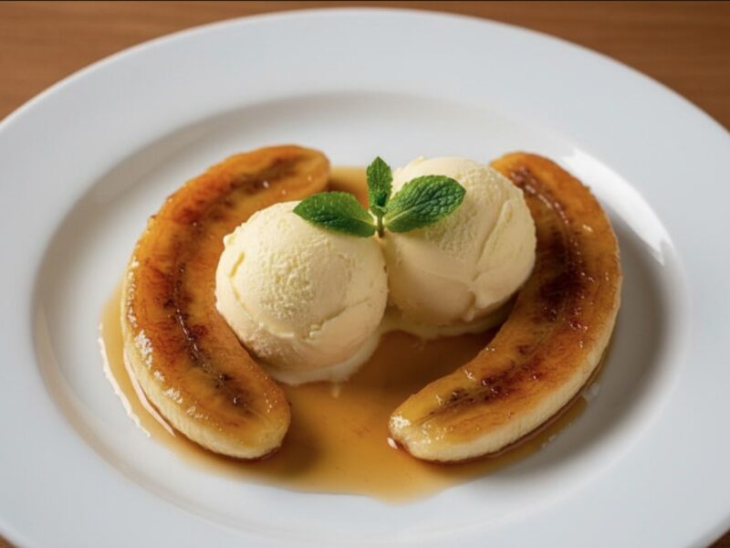 Banana with Ice Cream (Banana com Sorvete) served at Boteco Restaurant