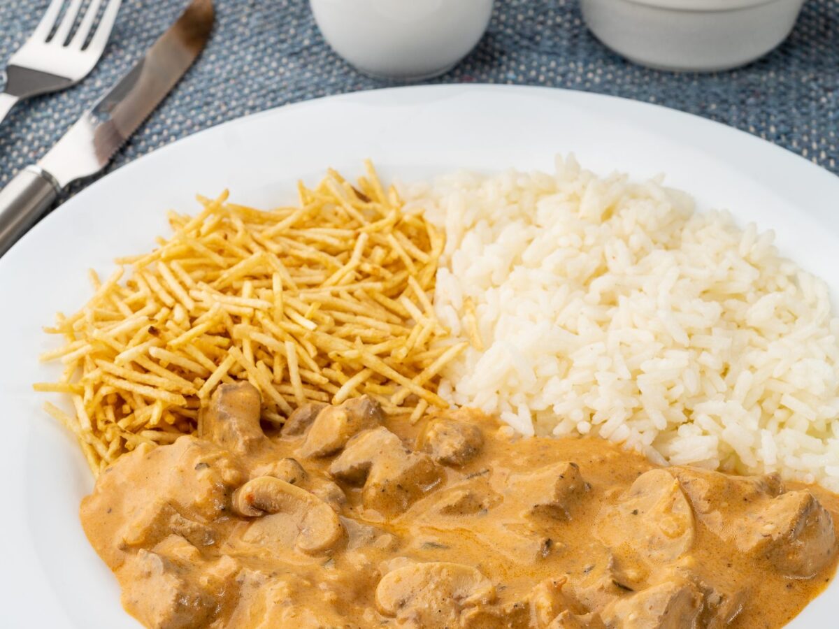 Beef Stroganoff (Strogonoff de Carne) served at Boteco Restaurant