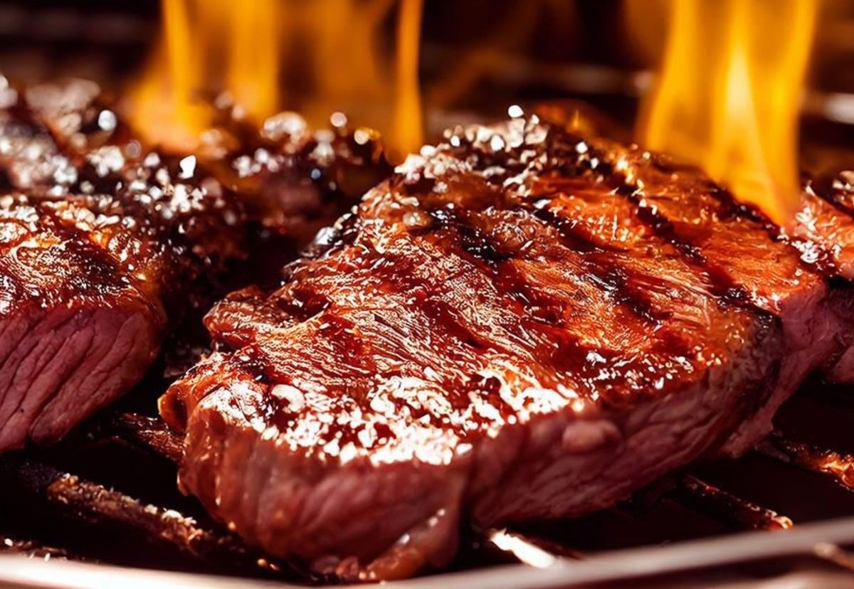 Grilled picanha — Brazilian sirloin cap sliced on the board