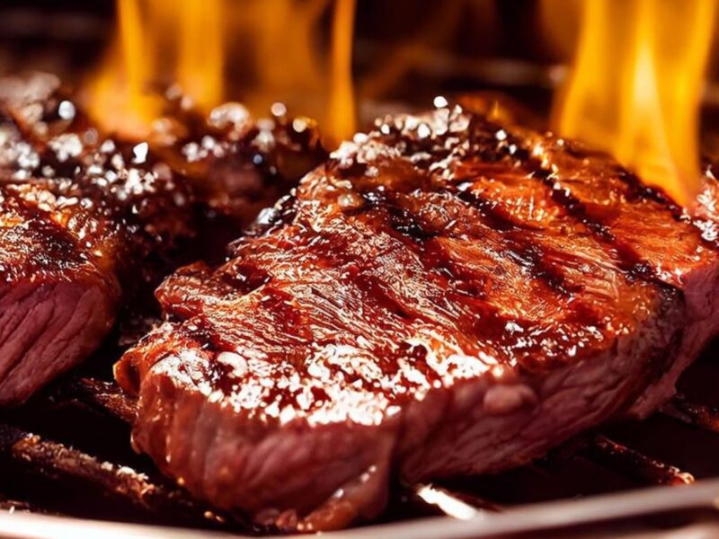 Grilled picanha — Brazilian sirloin cap sliced on the board