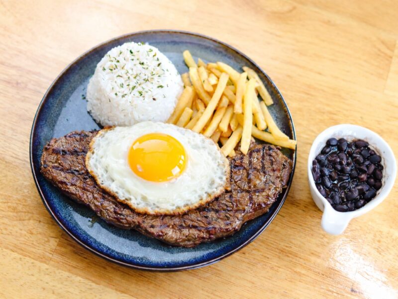 Steak & Eggs (Bife a Cavalo) served at Boteco Restaurant
